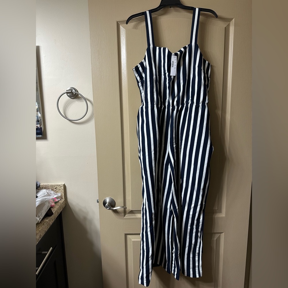 J. Crew Black and White Striped Jumpsuit